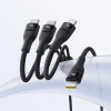 3w1 Kabel przewód Flash Series 3 100W USB-C - 2x USB-C iPhone Lightning 1.5m - czarny