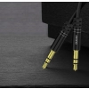 Rozciągliwy kabel przewód audio AUX mini jack 3.5mm sprężynka 150cm czarny