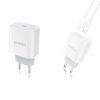 Szybka ładowarka sieciowa EU USB-C PD + przewód Lightning do iPhone 1m biały