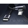 Kątowy kabel przewód USB-C Power Delivery 60W 20V 3A 1m czarno-szary