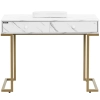 Biurko kosmetyczne do manicure z podpórką na dłonie 2 szuflady 106 x 52 cm - marmur złoto