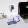14w1 HUB do 3 monitorów USB-A USB-C DisplayPort HDMI RJ45 SD TF mini jack - szary