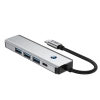 5w1 HUB Adapter USB-C PD USB-A HDMI 4K 60Hz 100W - szary