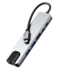 6w1 HUB Adapter USB-C USB-A HDMI RJ45 4K 30Hz PD 100W - szary