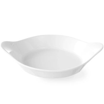 Półmisek do zapiekania okrągły z uchwytami 185x152mm kremowy porcelana - Hendi 785904