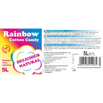 Kolorowa tęczowa wata cukrowa Rainbow Cotton Candy 5L