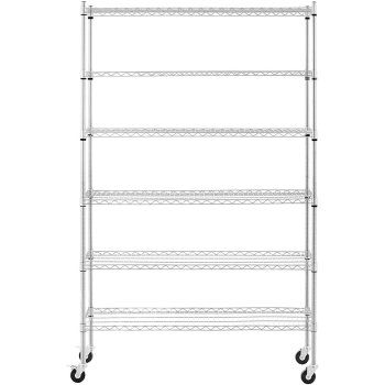 Regał magazynowy druciany ażurowy na kółkach 6 półek do 90 kg 120x45x189 cm