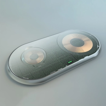 Ładowarka bezprzewodowa Qi 2w1 do smartfona Apple Watch ze stojakiem USB Typ C biały