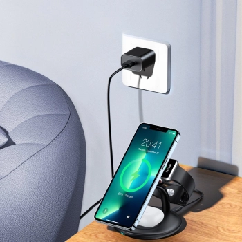 Indukcyjna stacja ładująca do iPhone AirPods Pro Apple Watch 3w1 czarny