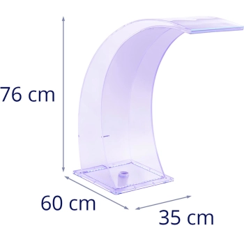 Wylewka wodospadowa z oświetleniem LED 35 cm wypływ wody 303 mm