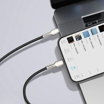 Przewód kabel iPhone USB-C - Lightning Cafule Metal Data Power Delivery 20W 1m - czarny