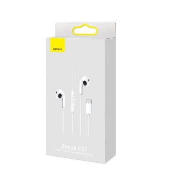 Douszne słuchawki na kablu z mikrofonem USB-C Encok C17 białe