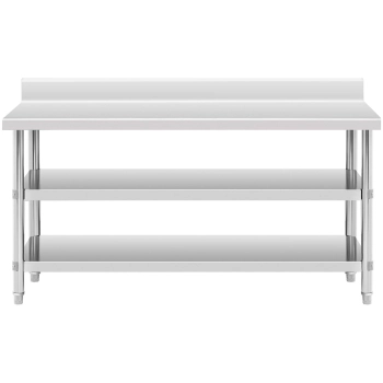 Stół blat roboczy stalowy nierdzewny przyścienny z rantem 2 półki 180x60cm