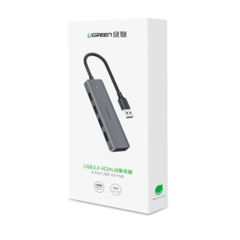 HUB Rozdzielacz portów USB - 4x USB 3.2 z portem zasilania micro USB szary