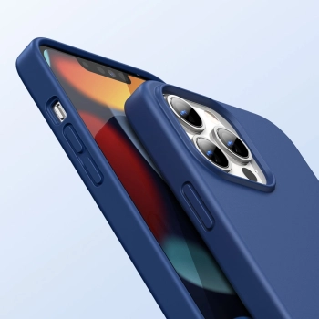 Gumowe elastyczne silikonowe etui pokrowiec iPhone 13 Pro Max niebieski