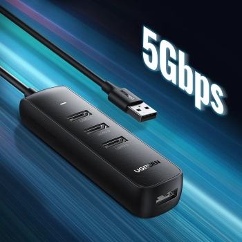 Rozdzielacz portów HUB USB-A - 4x USB 3.2 Gen 1 czarny