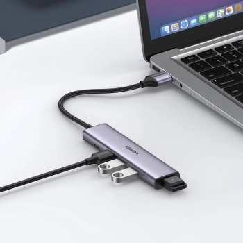 Rozdzielacz portów HUB USB - 4x USB 3.0 szary