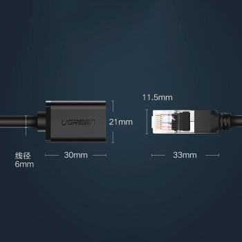 Przedłużacz kabla sieciowego F/UTP Ethernet RJ45 Cat. 6 1000Mb/s 1m czarny