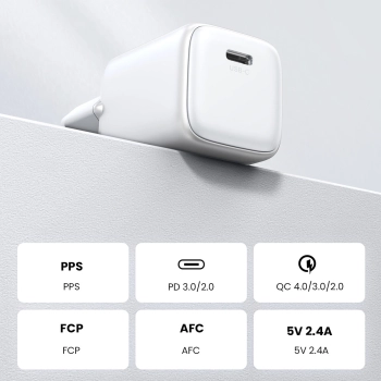Szybka ładowarka sieciowa GaN 1x USB-C 30W PD Nexode Mini biała