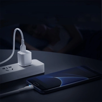 Kabel przewód ze wskaźnikiem LED USB - micro USB 2.4A 2m biały