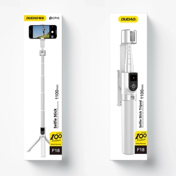 Selfie stick kijek teleskopowy do selfie ze statywem i pilotem BT F18W biały
