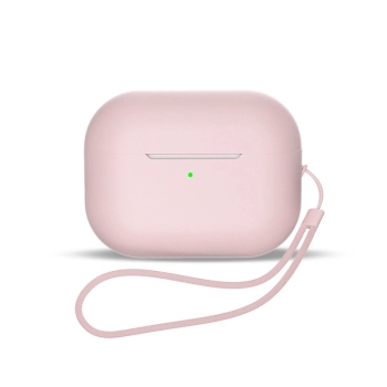 Silikonowe etui do słuchawek AirPods 1 / 2 + pasek smycz na nadgarstek różowe