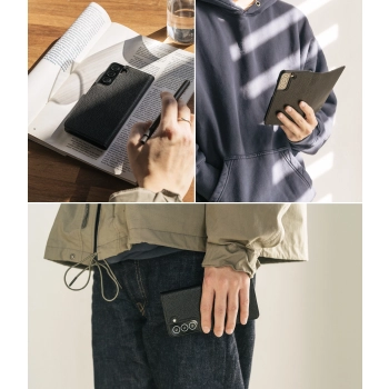 Skórzane etui pokrowiec z klapką do Galaxy S22+ Folio Signature czarny