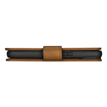 2w1 etui skórzany pokrowiec z klapką iPhone 14 Pro Anti-RFID Oil Wax Wallet Case jasno-brązowy