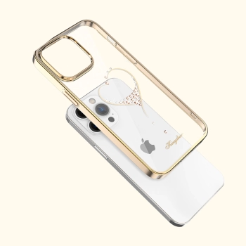 Etui do telefonu iPhone 14 Plus ozdobione kryształami Wish Series złote