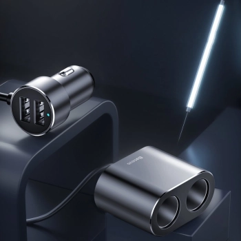 Rozdzielacz gniazda zapalniczki samochodowej ładowarka 2x USB 3.1A 17W czarny