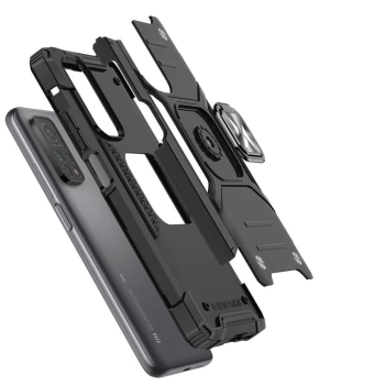 Pancerne etui pokrowiec + magnetyczny uchwyt Samsung Galaxy A03s Ring Armor czarny