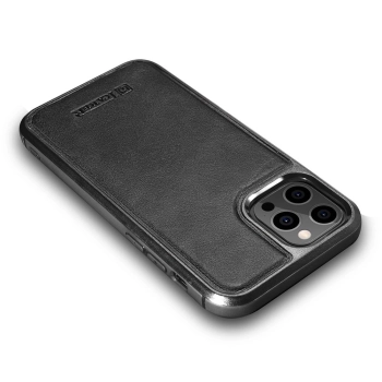 Etui pokryte naturalną skórą do iPhone 12 Pro Max Leather Oil Wax czarny