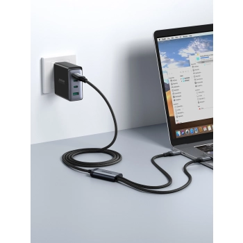 2w1 Kabel przewód Speedy Series USB-C - USB-C / iPhone Lightning 100W 1.5m czarny