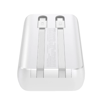 Mini powerbank 10000mAh z wbudowanymi kablami JR-PBC06 30W biały