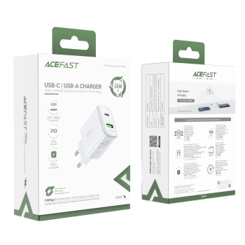 Ładowarka sieciowa USB-C i USB 20W PPS PD QC 3.0 AFC FCP biały