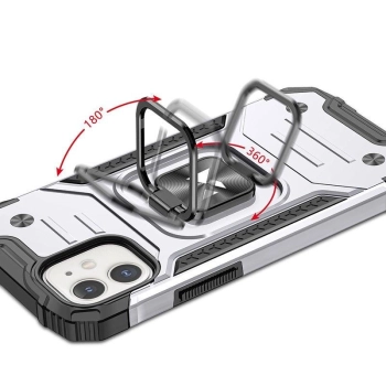 Etui pancerny pokrowiec do iPhone 14 uchwyt magnetyczny Ring Armor srebrny