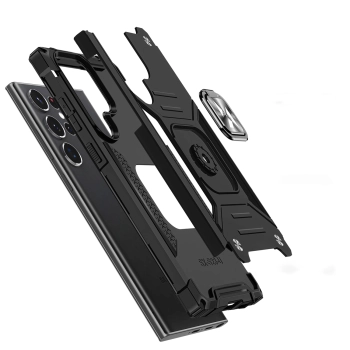 Etui pancerny pokrowiec do Samsung Galaxy S23 Ultra uchwyt magnetyczny Ring Armor czarny