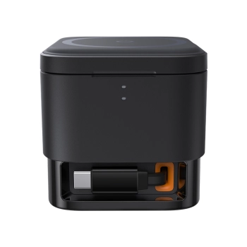2w1 Ładowarka bezprzewodowa 20W MagSafe Qi z rozwijanym kablem USB-C czarna