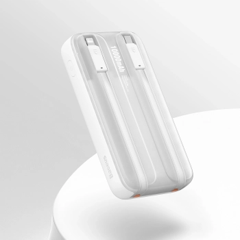 Powerbank z wyświetlaczem 10000mAh 22.5W Comet Series + kabel USB-A - USB-C 0.3m biały