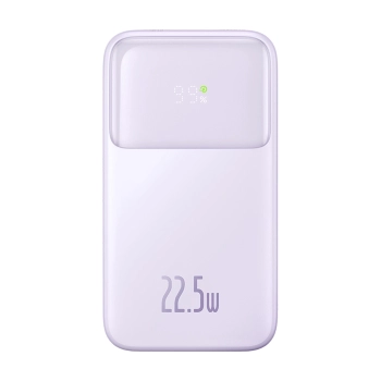 Powerbank z wyświetlaczem 10000mAh 22.5W + kabel USB-A / USB-C fioletowy