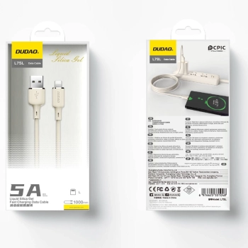 Kabel przewód do iPhone wzmacniany SR USB-A - Lightning 5A 1m beżowy