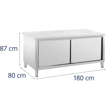 Stół gastronomiczny z szafką drzwi przesuwne 180 x 80 x 87 cm do 500 kg