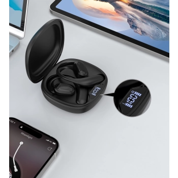 Słuchawki douszne OWS bezprzewodowe TWS Bluetooth 5.3 - czarne
