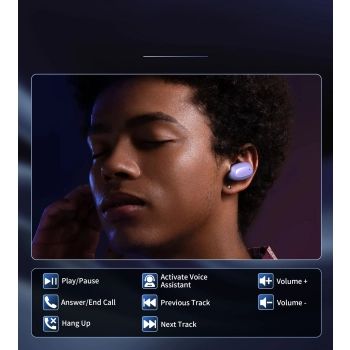 Słuchawki dokanałowe MEMS bezprzewodowe TWS Bluetooth 5.3 - fioletowe