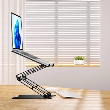 ZESTAW Podstawka pod laptopa aluminiowa + podstawka do smartfona - czarna