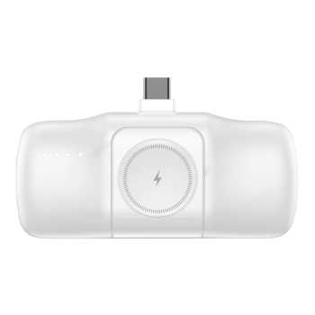 Mini powerbank 5000mAh 15W USB-C i ładowarką do Apple Watch - biały