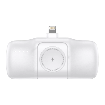 Mini powerbank 5000mAh 15W iPhone Lightning i ładowarką do Apple Watch - biały