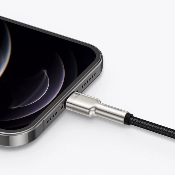 Kabel przewód Cafule Series Metal Data USB-A - iPhone Lightning 2.4A 1m - czarny