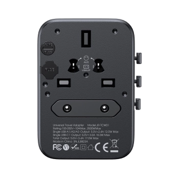 Ładowarka adapter podróżny uniwersalny 17W EU / US / UK / JP / AU / CN - czarny