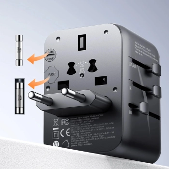 Ładowarka adapter podróżny uniwersalny 65W EU / US / JP / AU / UK / CN - czarny